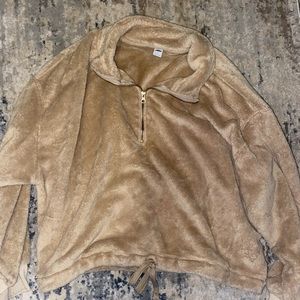 Fuzzy tan zip up